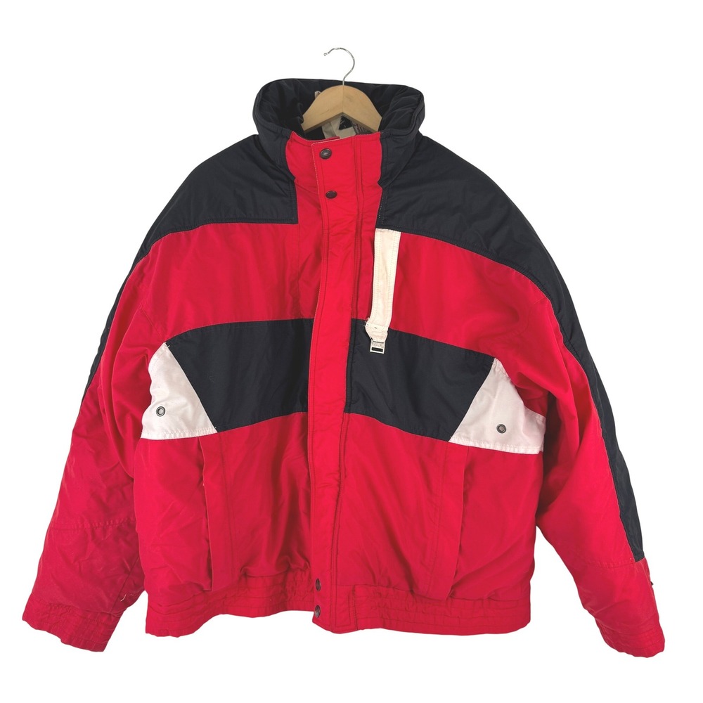 Inside Edge Mens‎ XL Vintage Ski Jacket Red Black Colorblock M2733 RECCO System